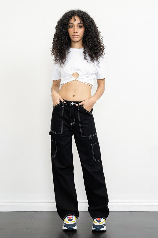 Slouchy Low Rise Cargo Baggy Pants