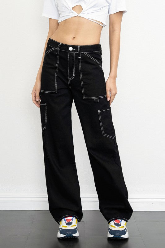 Slouchy Low Rise Cargo Baggy Pants