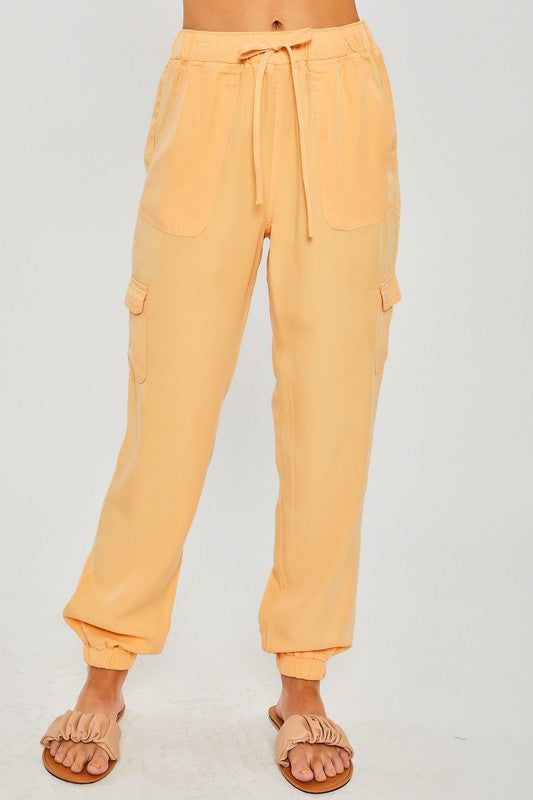 Elastic Waist Side Pockets Cargo Jogger Pants