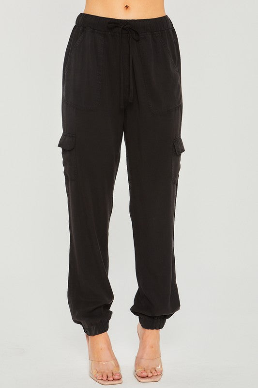 Elastic Waist Side Pockets Cargo Jogger Pants