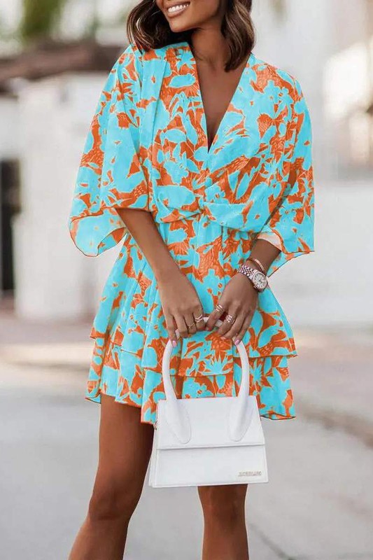 Womens Western Geometric Print Five sleeve Dress
