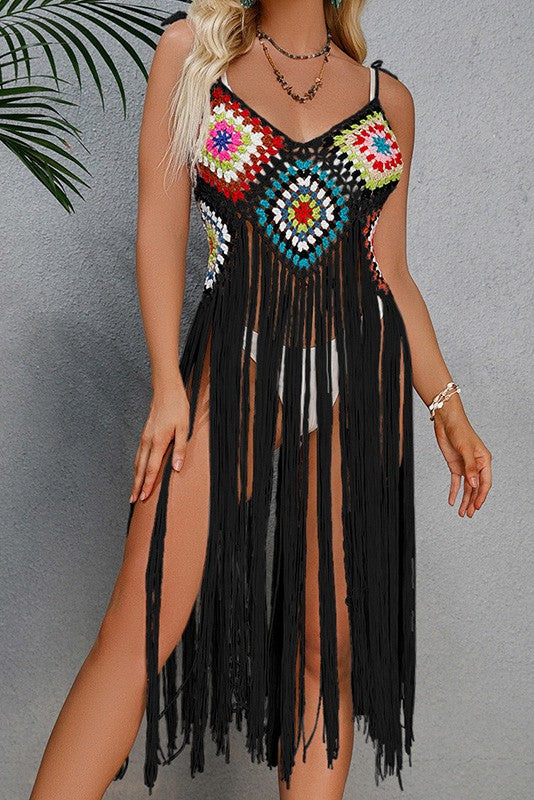 Crochet Tassel Color Block Dress
