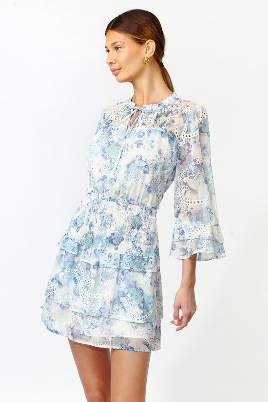 Juliana Eyelet Smocked Mini Dress
