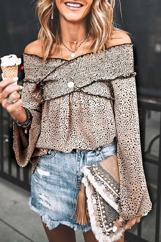 Leopard Shoulder Cross Top