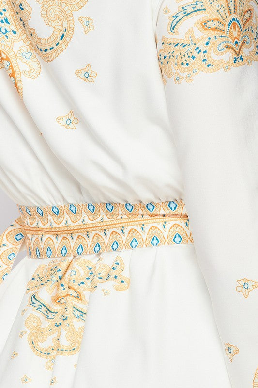 Long Sleeve Button-Down Maxi Dress With Self Belt