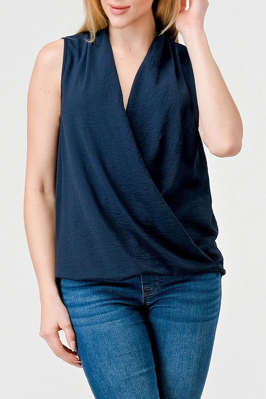 Wt680 Surplice Sleeveless Top