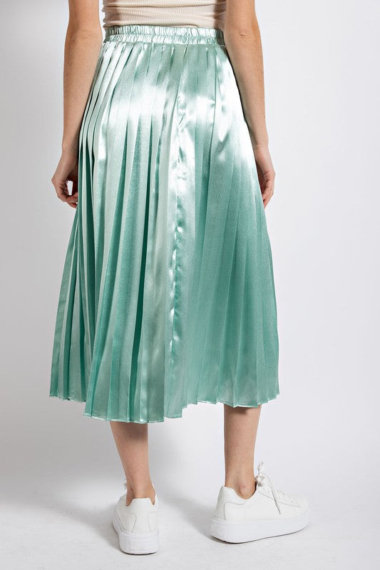 Metallic Accordion Pleated Midi Skirt
