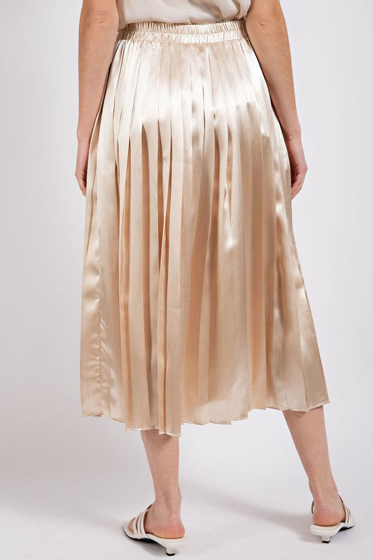 Metallic Accordion Pleated Midi Skirt