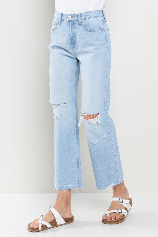 H. Rise Regular Straight Jeans In Light Wash