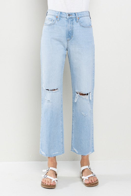 H. Rise Regular Straight Jeans In Light Wash