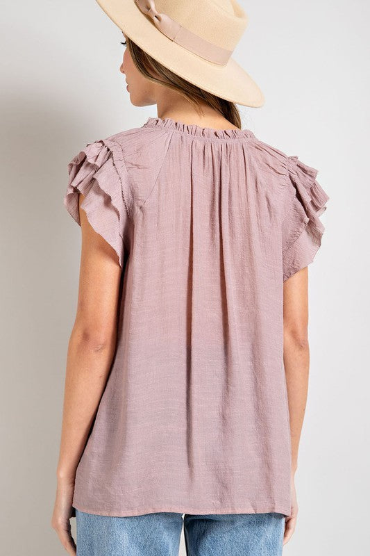 Tiered Ruffle Short Sleeve Blouse Top