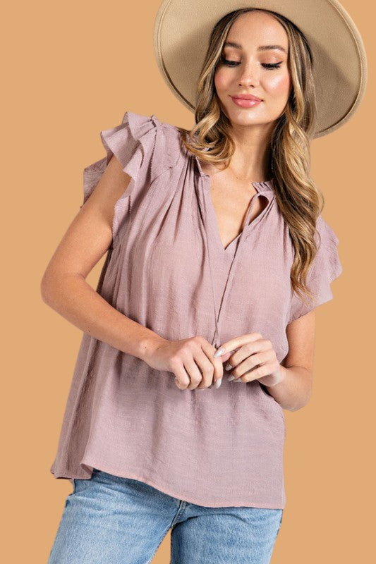 Tiered Ruffle Short Sleeve Blouse Top