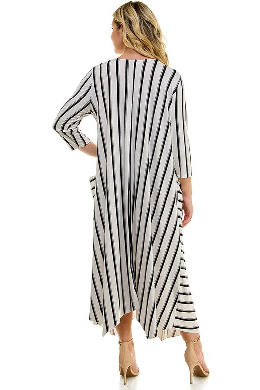 Striped Sleeve Maxi Dress