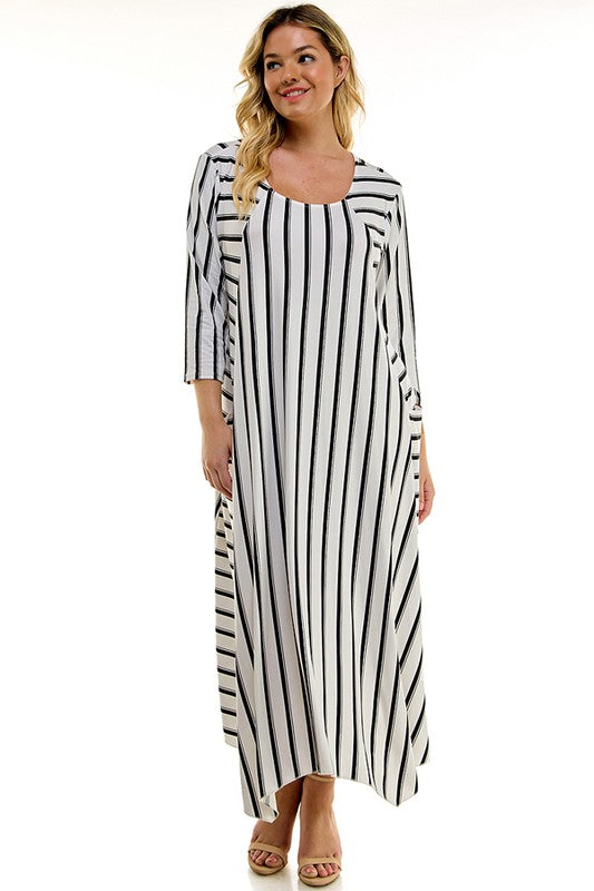Striped Sleeve Maxi Dress