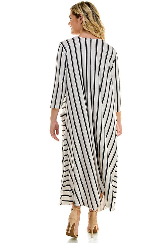 Striped Sleeve Maxi Dress