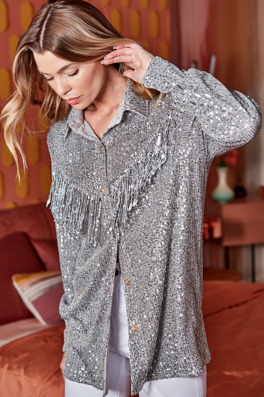 Sequined Shirts With Fringes