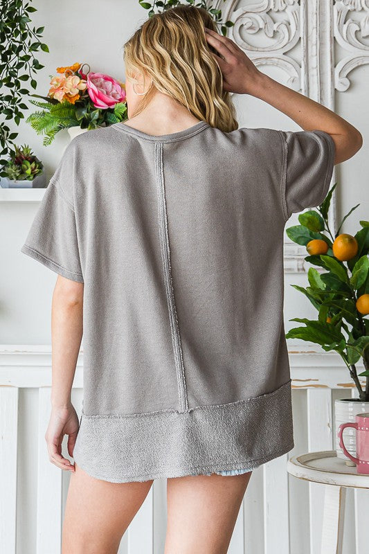 Plus Size Solid Short Sleeve Relaxed Fit Top