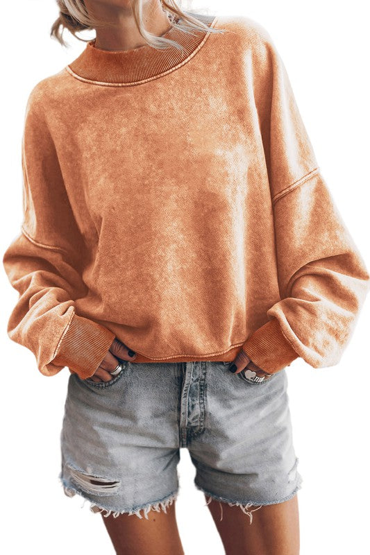 Plain Washed Drop Shoulder Sweatshirt