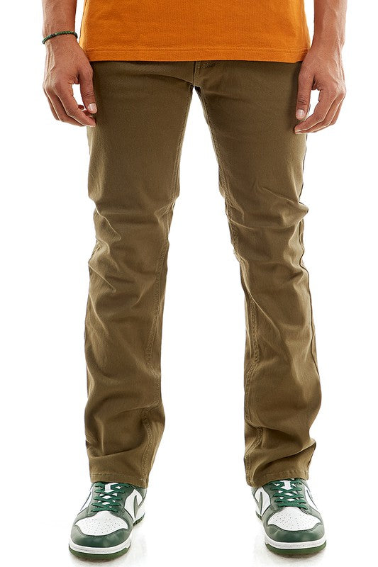 stretch twill pants in a slim straight fit