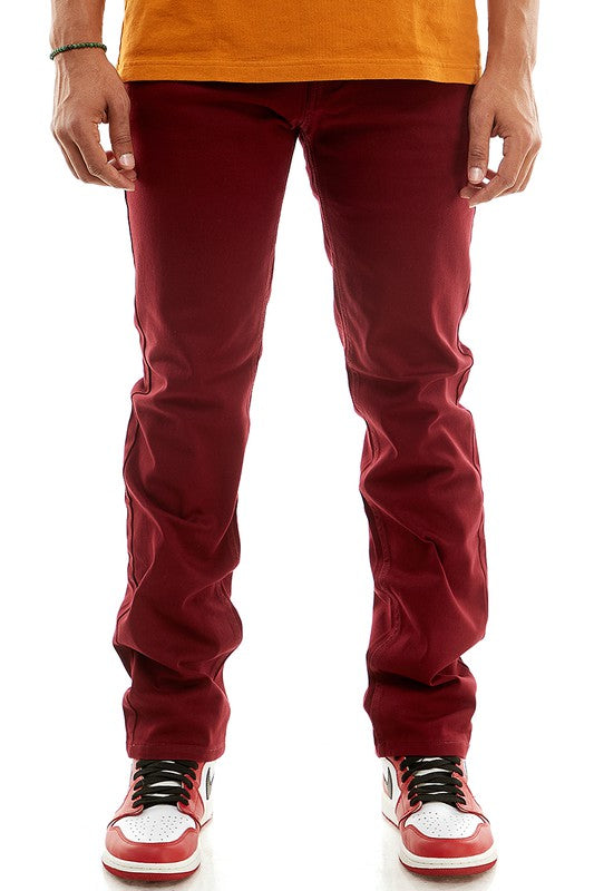 stretch twill pants in a slim straight fit