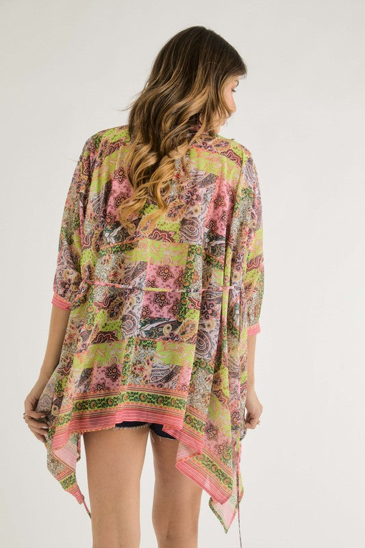 Mid Length Sleeve Button Up Top