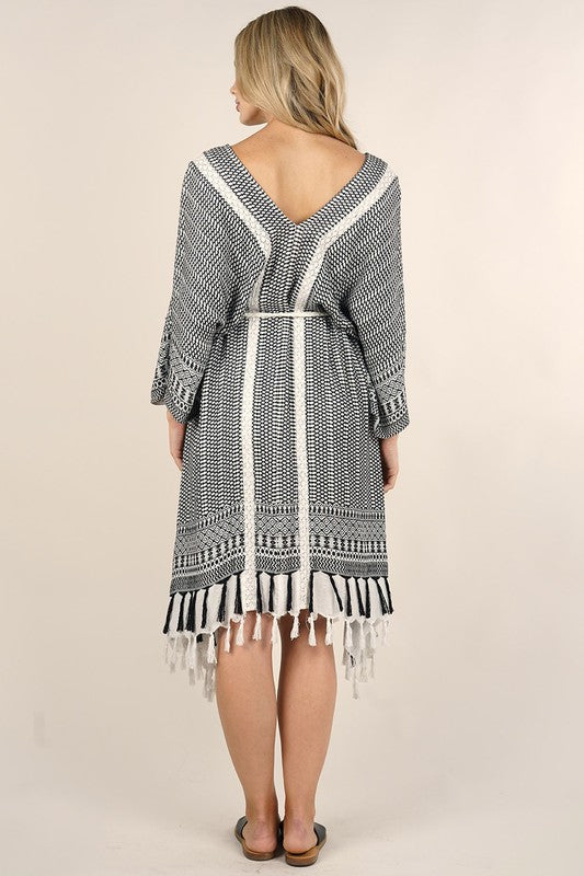 Resort Ready Bohemian Tribal Print Midi Kaftan