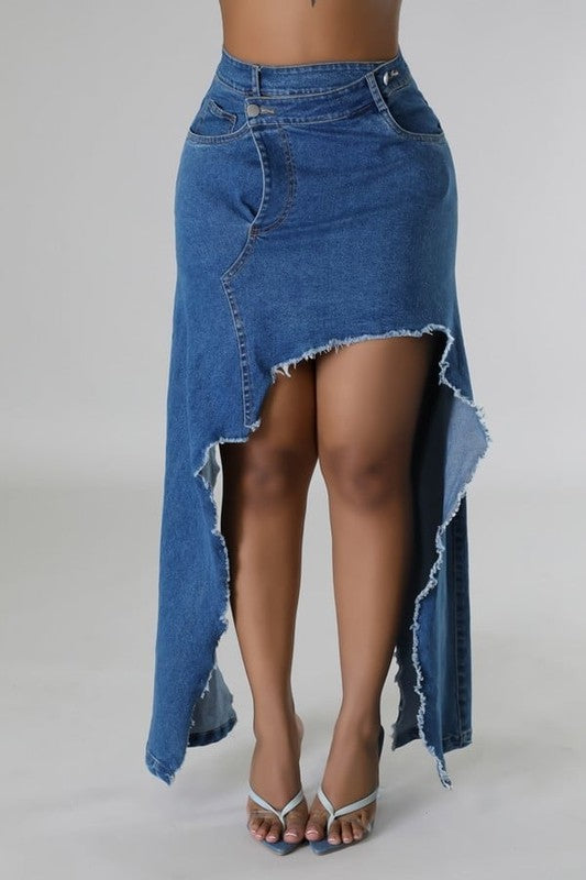 Asymmetrical Waist Denim Skirt