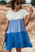 Short Sleeve Color Block Dress