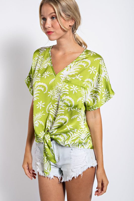 Waist Front Tie Loose Fit Top