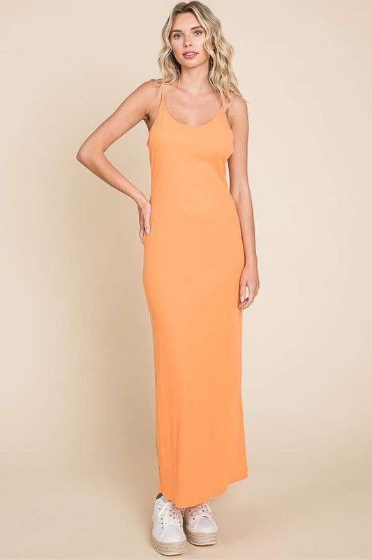 Plus Solid Spaghetti Strap Maxi Slip Dress