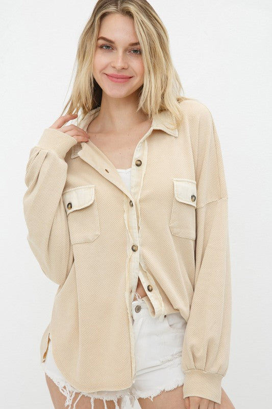Textured Knit Shirt Jacket