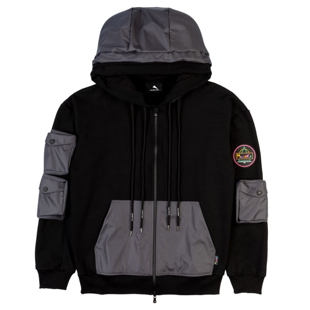 COLOUR BLOCK DOUBLE ZIPPED HOODIE MKP677_999G